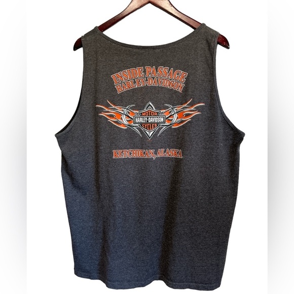Harley-Davidson Men’s Size XL Tank Inside Passage Ketchikan Alaska Gray‎ Orange - Picture 1 of 5